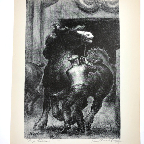 John Steuart Curry Prize Stallions Art 1930s Print Treasury Collection Sketch - Picture 8 of 11